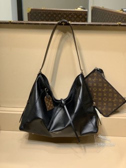 LV M25143 CarryAll Dark 中号手袋 柔软羊皮革 2024春夏