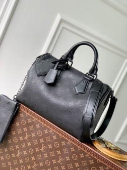 LV M21108 Speedy P9 Bandoulière 30 黑色全皮手袋 牛皮革