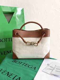 BV andiamo 帆布拼牛皮 小号棕色顶级复刻