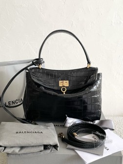 Balenciaga Rodeo 鳄鱼纹黑金Mini包顶级复刻