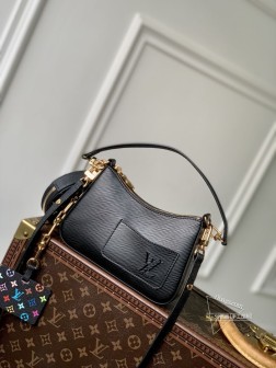 LV M13099 Marellini 黑色 Epi 皮革手袋,圆形设计,智能手机收纳