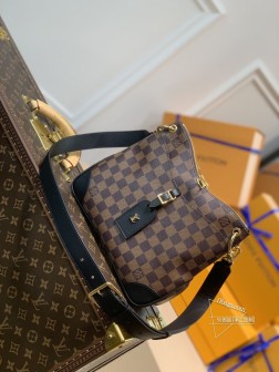 LV M45354 Odeon 小号手袋,咖啡格,Monogram帆布,天然皮革