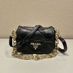 Prada 1BD292A 软羊革单肩包，链条提手，三角形图案 复刻