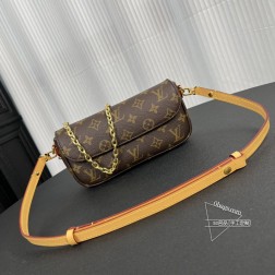 LV 81911 Ivy 手袋，肩带调节，斜挎金属链，尺寸23×12×4