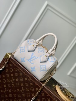 LV M46397 Speedy Bandoulière 20 手袋 Monogram Empreinte 皮革 蓝色丝印