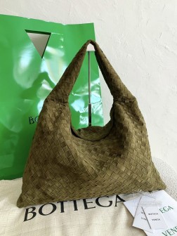 BV hop 大号麂皮包 - 橄榄绿 反绒双色效果