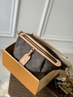 LV M46784 老花胸包 腰包 蒙太格涂布帆布材质