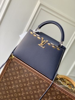 LV M12751 Capucines 中号手袋 蓝色 Malletage 金属材质