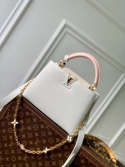 LV M20708 Capucines BB手袋 小号 白粉色 金属 Monogram 花卉
