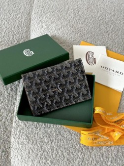 GOYARD 狗牙护照夹 黑棕 真牛皮
