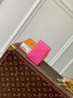 LV M83069 玫红色芯片口袋钱夹 Taurillon皮革 Monogram图案