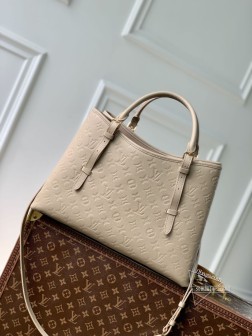 LV M47185 Babylone Tote 大号灰色牛皮袋,金色五金件