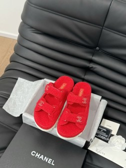 发泡大底版本 Chanel 24新款羊毛魔术贴凉鞋系列秋冬羊毛系列版本高版本 内里全羊毛 Size3 1322