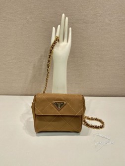 Prada 1BD643 中古迷你链条流浪包 纯手工尼龙黑色 代购