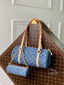 LV M46830 Papillon 手袋 Monogram Denim 帆布材质
