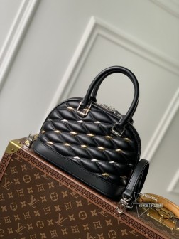 LV M24153 Alma BB 手袋 菱纹羊皮革 饰钉 硬箱内衬 皮革手柄