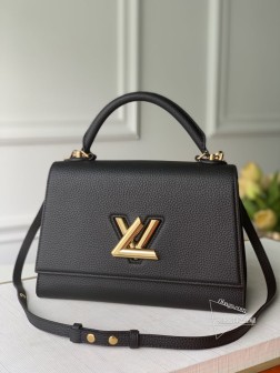 LV M57090 黑色荔枝纹 Twist One Handle 手袋 Taurillon皮革
