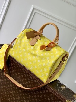 LV M24419 Speedy P9 Bandoulière 40 手袋 荧光黄 Monogram 牛皮
