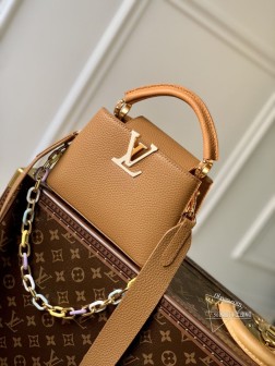 LV M21798 Capucines 迷你手袋 棕色金扣 拆卸链条 Tauri 顶级复刻