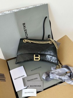 Balenciaga Crush 黑金链条包 小号 爆裂纹油蜡皮