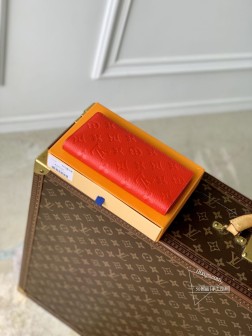 LV M69038 Brazza 钱夹 红色 Taurillon 皮革 Monogram 图案