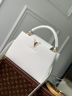 LV M23456 白 Capucines 中号手袋 法国进口小牛皮