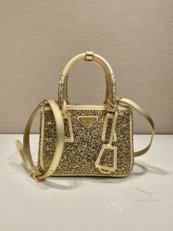 Prada普拉达 1BA906 水晶杀手包 仿水晶缎面材质 双拉链 尺寸