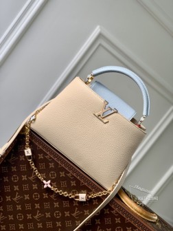 LV M23950 Capucines中号手袋， Lovelock编织链条，手绘珐琅 Monogram