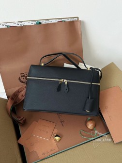 LP Loro Piana L27 掌纹黑色 荔枝纹材质 女款手袋