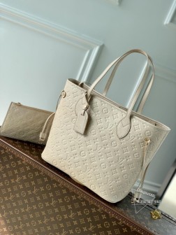 LV M45686 M46231 Neverfull 中号手袋 Monogram Empreinte 压纹皮革