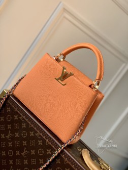 LV M22055 Capucines Mini 手袋 - 珊瑚橘 Taurillon 材质