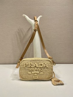 Prada 1BH196 草编单肩包 新款 拉菲草材质 轻质设计 复刻