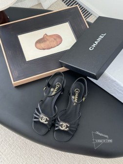 Chanel 25P早春新款高级手工坊凉鞋一如既往的高版本 经典版面 鞋面内里羊皮 真皮大底平底58 59