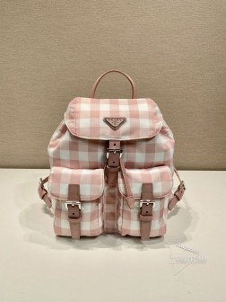 Prada普拉达 1BZ677 格子纹背包 进口降落伞布+牛皮 尺寸