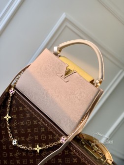LV M22375 Capucines 中号手袋 杏色 精致链条 高仿