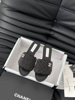 Chanel 25K高级手工坊珍珠系列拖鞋一如既往的高版本 经典系列鞋面羊皮 内里羊皮 真皮大底Si 111