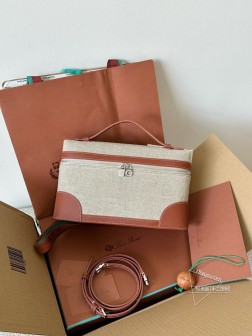 Loro Piana L27 帆布拼棕进口皮包 27×16×1 cm