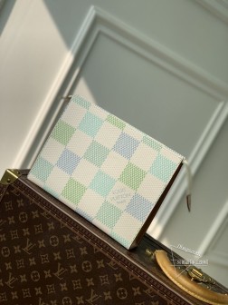 LV N47542 Damierlicious Pochette Accessoires 蓝方格 夹层顶级复刻