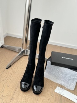 Chanel 24K新款弹力长靴防水台系列 穿上立马大长腿鞋面弹力皮 内里羊皮 真皮大底Size35 1350