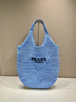 Prada普拉达 1BG424酒椰纤维托特包 新款 柔和解构式设计 A货