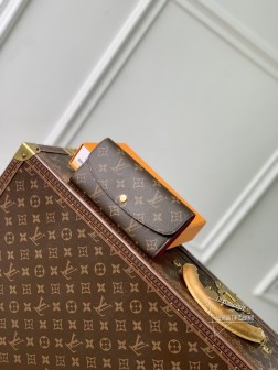LV M60697 金扣红色Emilie 钱夹 Monogram 帆布 多袋设计