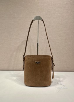 Prada普拉达 1BE078绒皮大号水桶包 顶级复刻 一比一