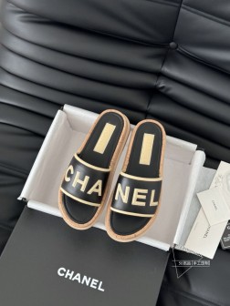 Chanel 25K新款字母拖鞋羊皮鞋面 内里羊皮 原版大底Size35-39 其他码数定做 125
