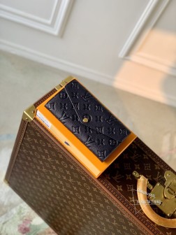 LV M81049 蓝色双色拉链钱包 Monogram Empreinte皮革