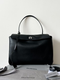 Balenciaga Rodeo 大号 黑银款 皮革手提包