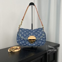 LV 46829「元宝」开年款 L V24丹宁牛仔 手袋 尺寸27×3×18