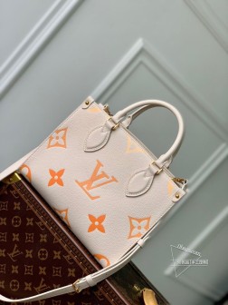 LV M46513 OnTheGo小号手袋 米白丝印 Monogram Empreinte皮革