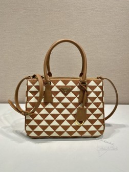 Prada 1BA863 小号刺绣织物杀手包 Saffiano皮革 A货