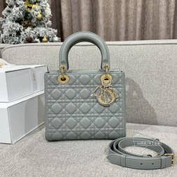 DIOR 【CD-24岩石灰】经典藤格纹缝线装饰搭配亮金色五金皮肩带可调节可斜挎，单肩，手提，造型十分经典大气任何场和都可搭配尺寸：242011】