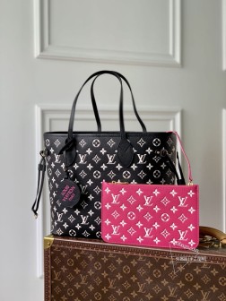 LV M46103 Monogram Empreinte Neverfull 中号手袋 柔软牛皮革